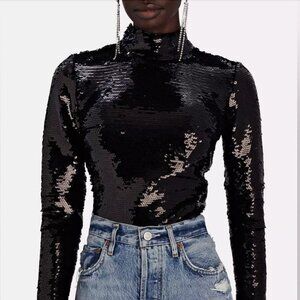 NYE Frame Black Sequined Turtleneck Top = Never Worn